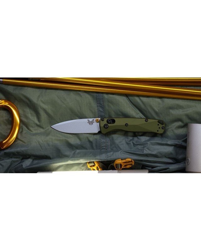 Mini Bugout S90V Premium Steel stonewash finish green aluminium handle AXIS-lock Mini Bugout S90V Premium Steel stonewash finish green aluminium handle AXIS-lock