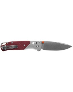 Bugout S90V Premium Steel stonewash finish red micarta and aluminium handle AXIS-lock