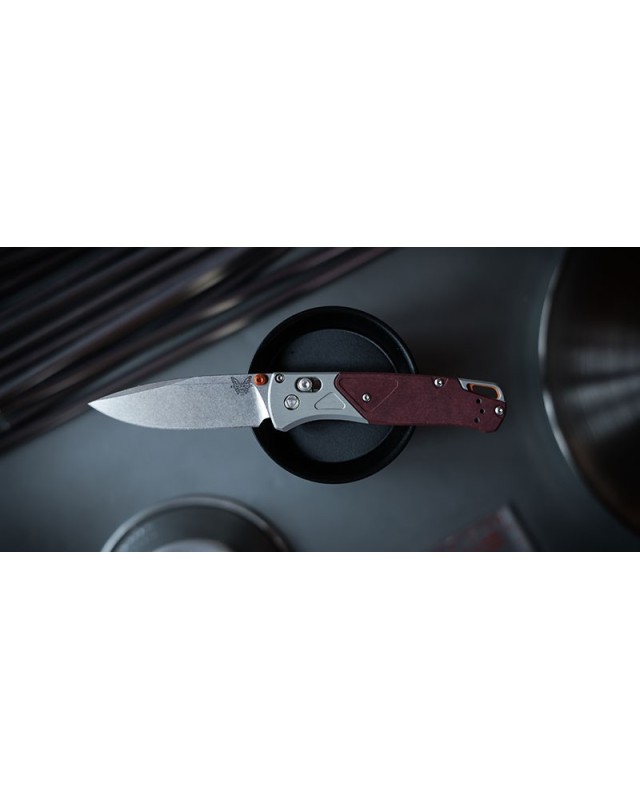 Bugout S90V Premium Steel stonewash finish red micarta and aluminium handle AXIS-lock Bugout S90V Premium Steel stonewash finish red micarta and aluminium handle AXIS-lock