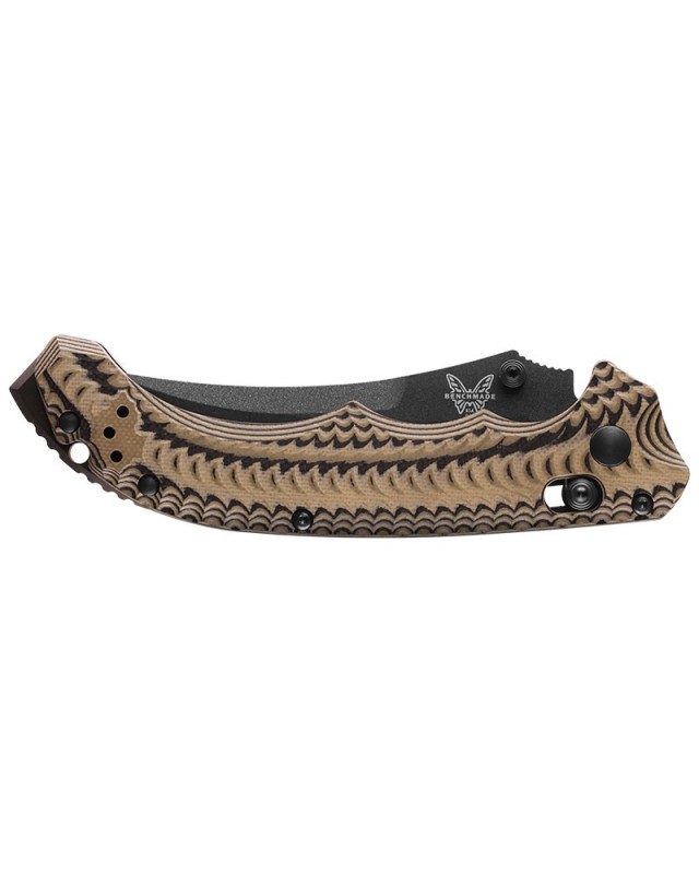 Mini Bedlam S90V Premium steel gray Cerakote coated black and tan G10 handle Mini Bedlam S90V Premium steel gray Cerakote coated black and tan G10 handle