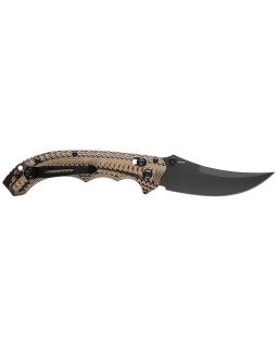 Mini Bedlam S90V Premium steel gray Cerakote coated black and tan G10 handle