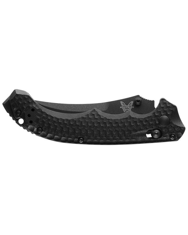 Mini Bedlam S90V Premium steel serrated blade black Cerakote coated black G10 handle Mini Bedlam S90V Premium steel serrated blade black Cerakote coated black G10 handle
