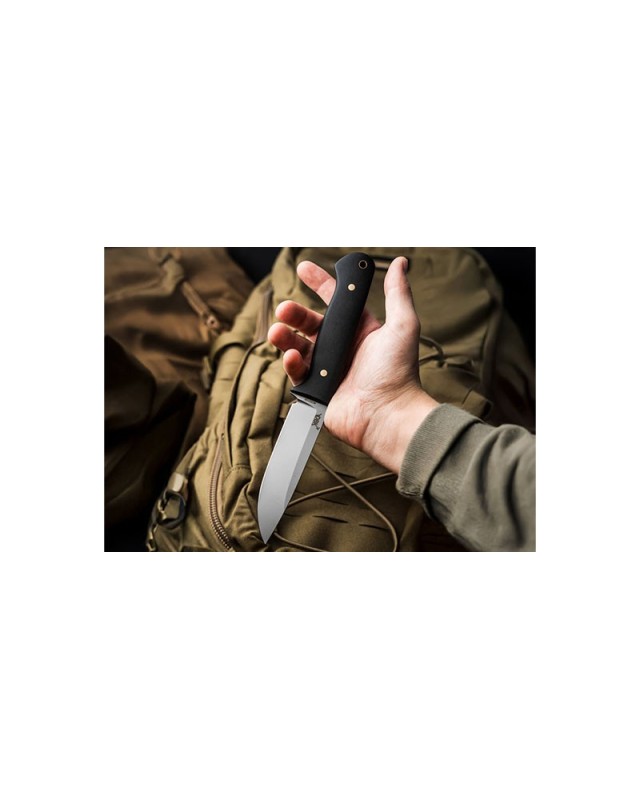 DBK Bushfriend 2000 Storm 80CrV2 steel stonewash finish Richlite handle black leather sheath DBK Bushfriend 2000 Storm 80CrV2 steel stonewash finish Richlite handle black leather sheath