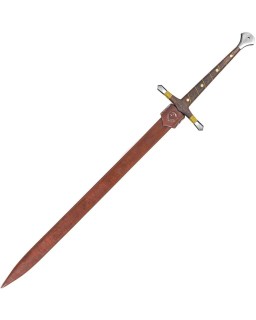 Smite Sword Full Tang 1075HC carbon steel blade Condor classic finish walnut handle brown leather sheath