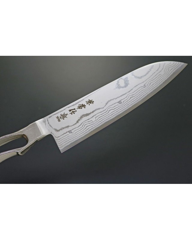 Japanese Santoku kitchen knife VG-10 core 17 layer stainless Damascus pattern blade Japanese Santoku kitchen knife VG-10 core 17 layer stainless Damascus pattern blade