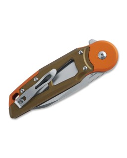 Metamorphosis Wharncliffe M390 steel satin finish Green & Orange Aluminum