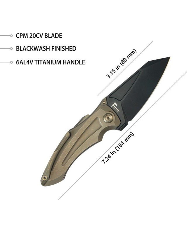 Sumo Button Lock CPM-20CV blackwash finish Bronze Titanium handle Sumo Button Lock CPM-20CV blackwash finish Bronze Titanium handle