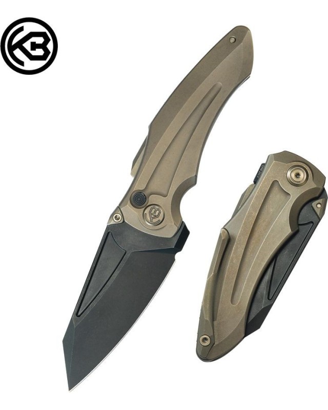 Sumo Button Lock CPM-20CV blackwash finish Bronze Titanium handle Sumo Button Lock CPM-20CV blackwash finish Bronze Titanium handle
