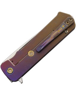 TFF-4 Framelock S45VN steel satin finish Bronze Purple anodized Titanium handle Black G10 inlay