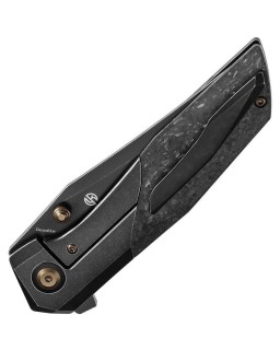 Deadite Framelock S35VN steel blackwash finish titanium and shreded carbon fiber handle