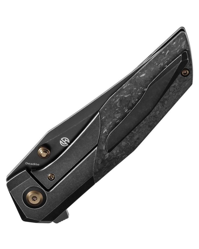 Deadite Framelock S35VN steel blackwash finish titanium and shreded carbon fiber handle Deadite Framelock S35VN steel blackwash finish titanium and shreded carbon fiber handle