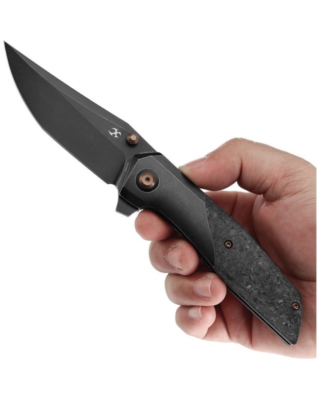 Deadite Framelock S35VN steel blackwash finish titanium and shreded carbon fiber handle Deadite Framelock S35VN steel blackwash finish titanium and shreded carbon fiber handle