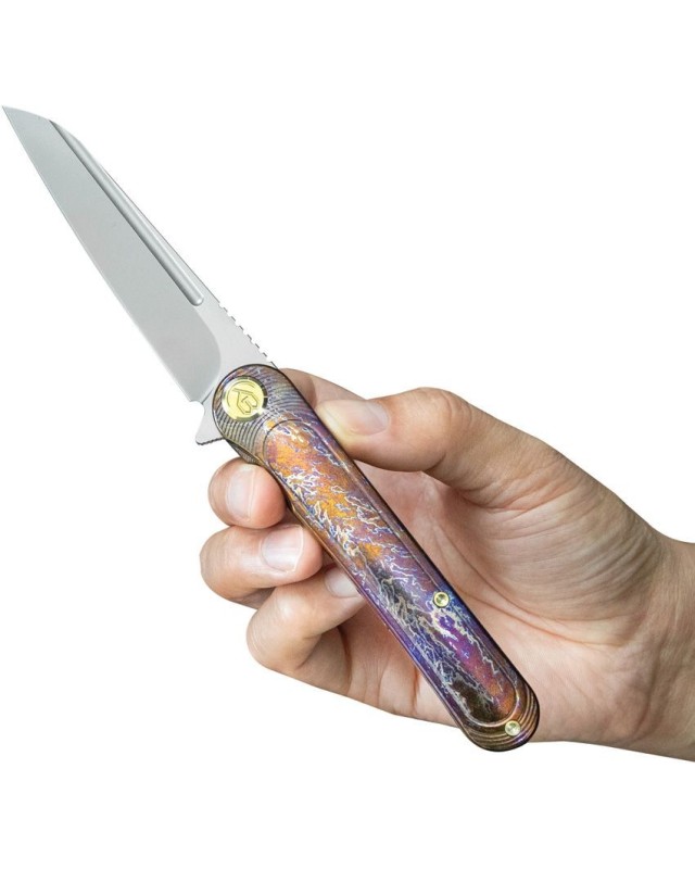 Dandy S90V premium steel blasted finish Flamed Titanium handle Dandy S90V premium steel blasted finish Flamed Titanium handle