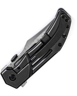 Orion Damascus steel blade Blackwash Titanium handle Flipper
