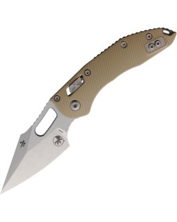 Stitch S/E Ram Lok M390MK blade steel stonewash finish tan fluted aluminium handle