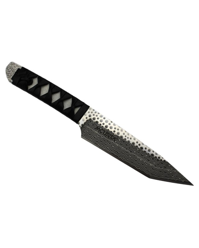 MC241D Tanto Full Tang Damas Blade SPG2 Core white ray skin handle leather cord black leather sheath wood box MC241D Tanto Full Tang Damas Blade SPG2 Core white ray skin handle leather cord black leather sheath wood box