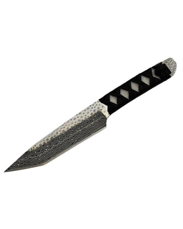 MC241D Tanto Full Tang Damas Blade SPG2 Core white ray skin handle leather cord black leather sheath wood box MC241D Tanto Full Tang Damas Blade SPG2 Core white ray skin handle leather cord black leather sheath wood box