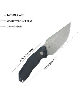 Basilisk Fixed Blade Full Tang 14C28N stainless steel stonewash finish black G10 handle