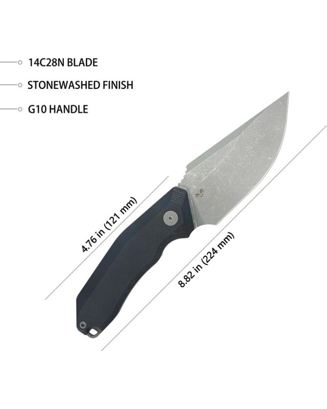 Basilisk Fixed Blade Full Tang 14C28N stainless steel stonewash finish black G10 handle Basilisk Fixed Blade Full Tang 14C28N stainless steel stonewash finish black G10 handle