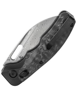 Vivid Damascus steel Crossbar Lock Carbon Fiber and blackwash titanium handle