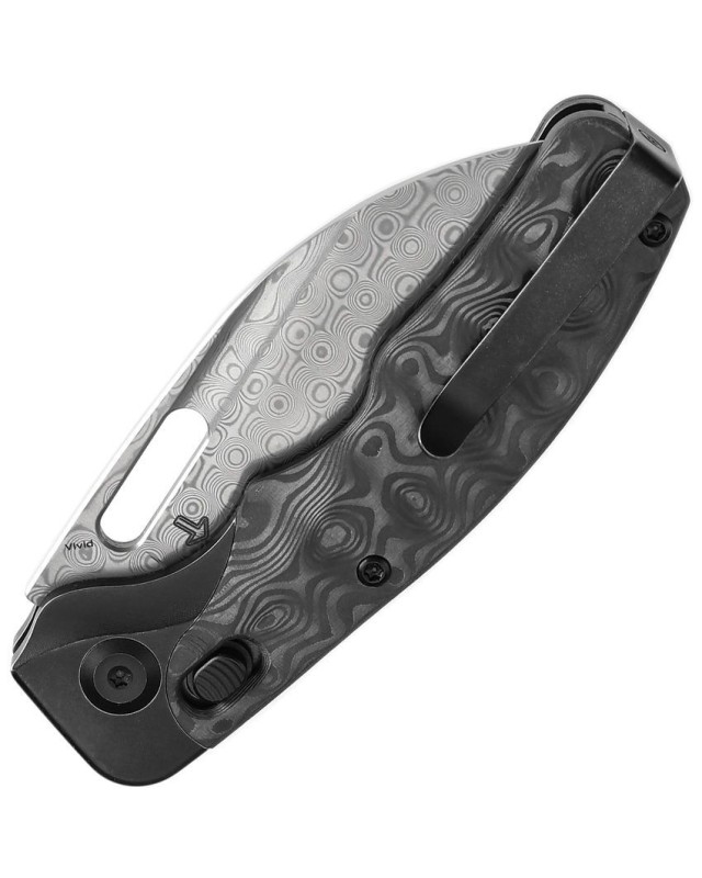 Vivid Damascus steel Crossbar Lock Carbon Fiber and blackwash titanium handle Vivid Damascus steel Crossbar Lock Carbon Fiber and blackwash titanium handle