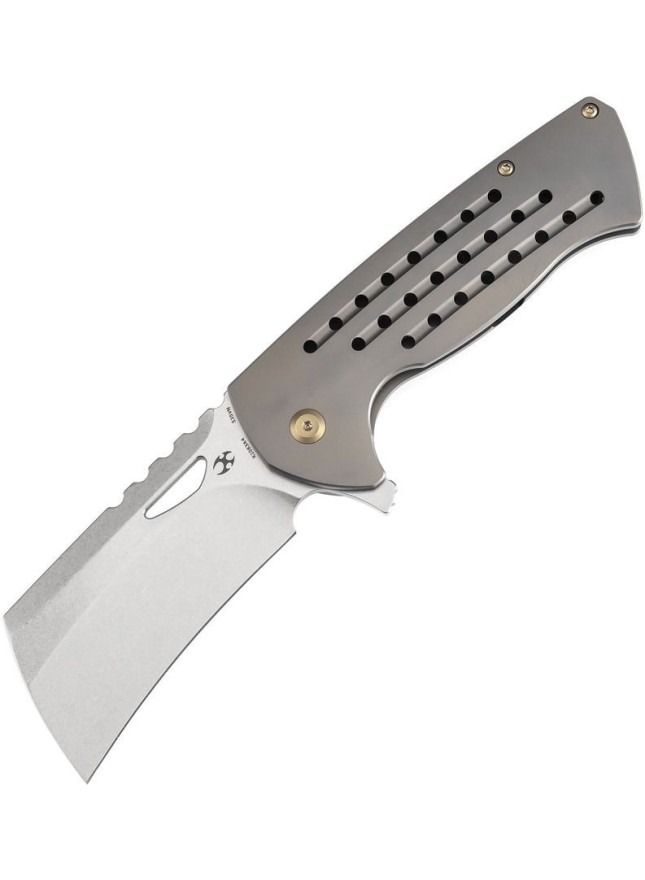 Leviathan S35VN blade steel stonewash finish grey titanium handle ...