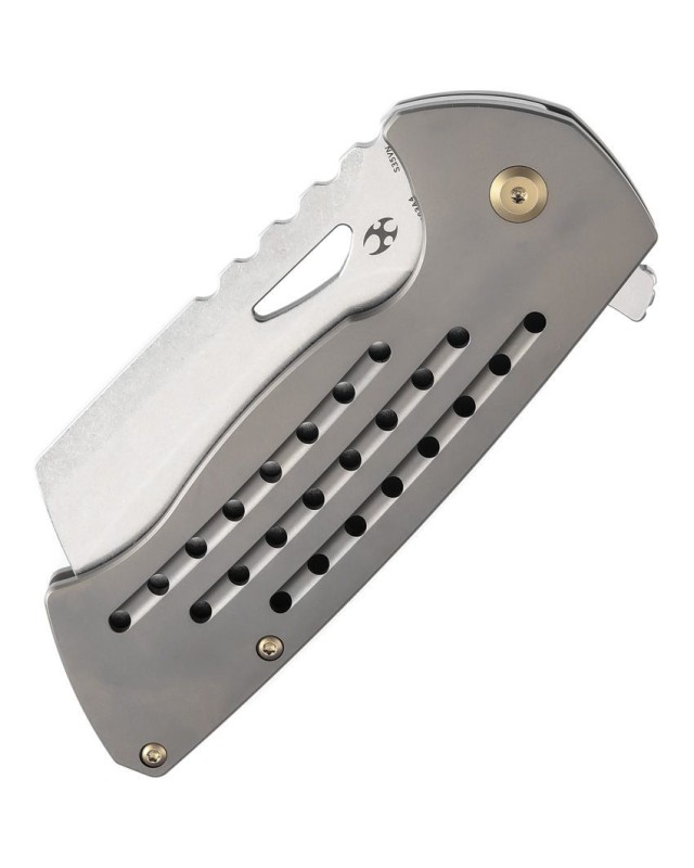 Leviathan S35VN blade steel stonewash finish grey titanium handle Warhawk Knives Design Leviathan S35VN blade steel stonewash finish grey titanium handle Warhawk Knives Design