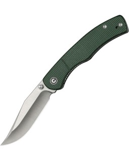 Clingman Nitro-V steel satin finish Linerlock green micarta handle