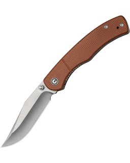 Clingman Nitro-V steel satin finish Linerlock brown micarta handle