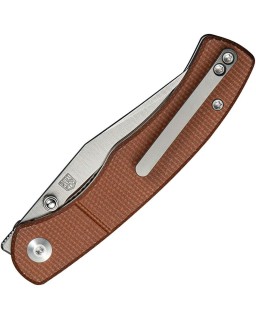 Clingman Nitro-V steel satin finish Linerlock brown micarta handle
