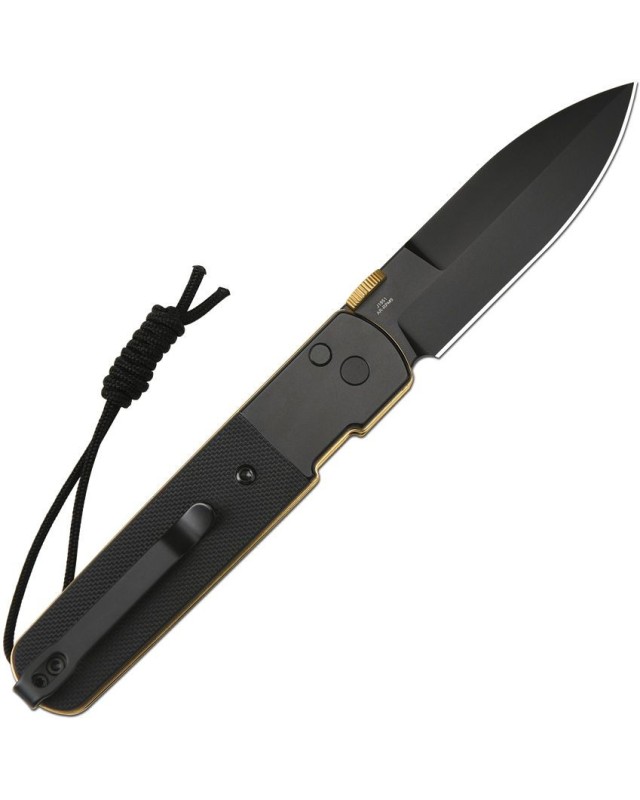 Locust Button Lock AR-RPM9 steel black PVD coated Gold liners with Black G10 Locust Button Lock AR-RPM9 steel black PVD coated Gold liners with Black G10