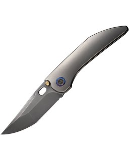 Attor folding knife CPM-20CV premium steel  Framelock Gray Titanium handle Timascus ring