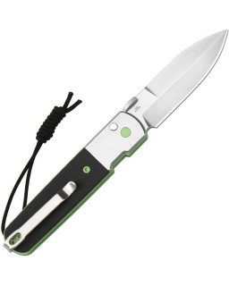 Locust Button Lock AR-RPM9 steel satin finish polished steel bolsters Zombie green liners with Black G10
