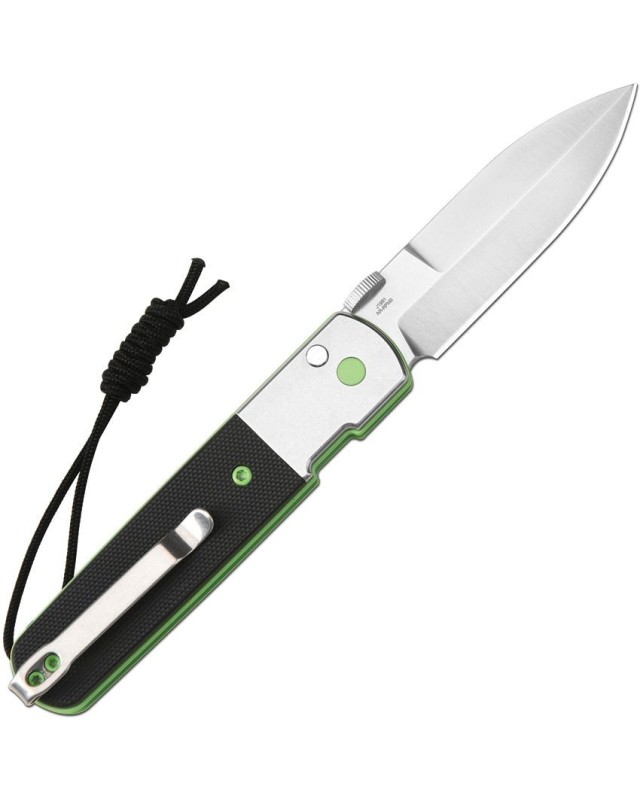 Locust Button Lock AR-RPM9 steel satin finish polished steel bolsters Zombie green liners with Black G10 Locust Button Lock AR-RPM9 steel satin finish polished steel bolsters Zombie green liners with Black G10
