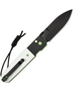 Locust Button Lock AR-RPM9 steel Black PVD coated blade Zombie green liners with white G10 handle