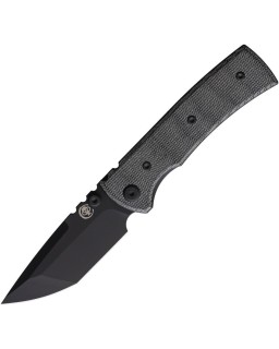 Redencion Street Linerlock Elmax steel Black PVD coated blade Black Micarta handle