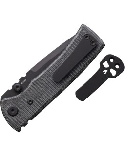 Redencion Street Linerlock Elmax steel Black PVD coated blade Black Micarta handle