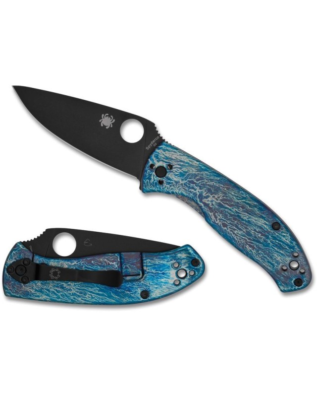 Tenacious R.I.L. D2 steel black PVD coated blade blue Titanium handle Disarray Finish Tenacious R.I.L. D2 steel black PVD coated blade blue Titanium handle Disarray Finish