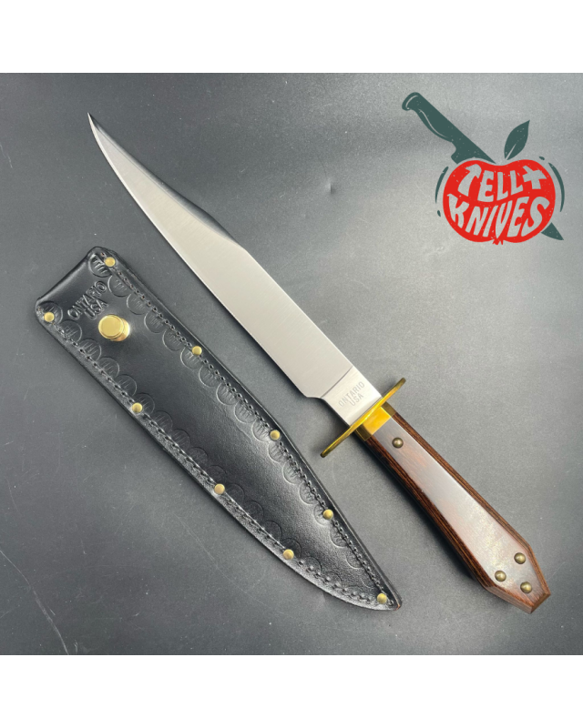 ONTARIO USA Bill Bagwell Gambler QS13 steel brass guard Pakka wood coffin handle