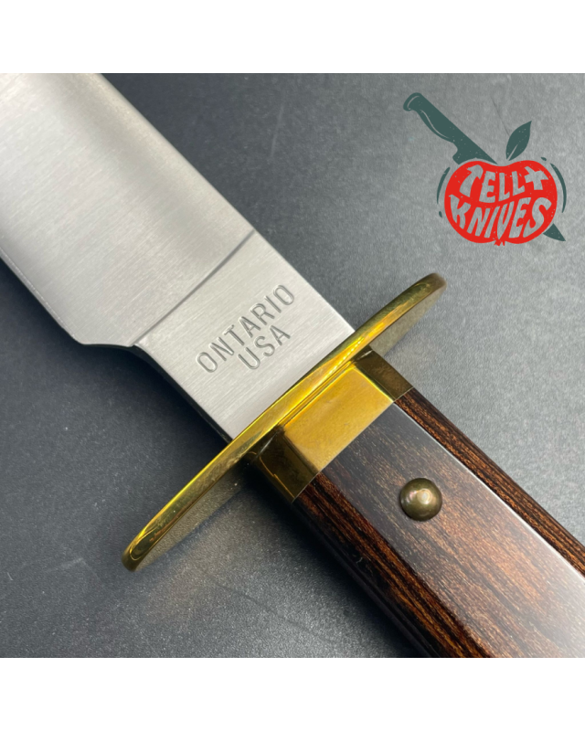 ONTARIO USA Bill Bagwell Gambler QS13 steel brass guard Pakka wood coffin handle