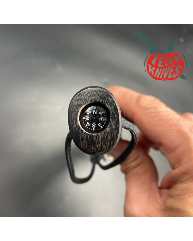 Model 5 - 6 Camp And Trail forged carbon steel black micarta handle with compass nickel silver guard black leather sheath