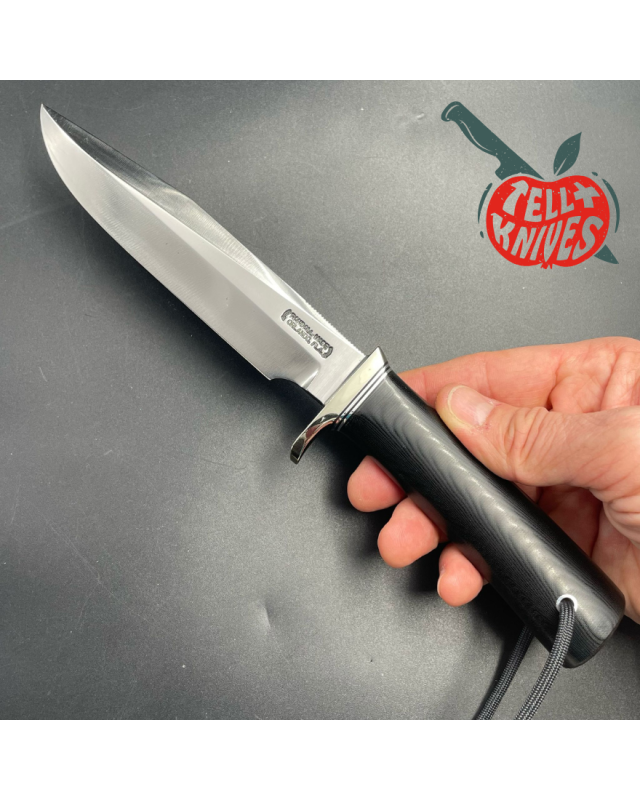 Model 5 - 6 Camp And Trail forged carbon steel black micarta handle with compass nickel silver guard black leather sheath