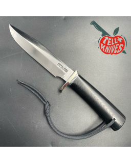 Model 5 - 6 Camp And Trail forged carbon steel black micarta handle with compass nickel silver guard black leather sheath
