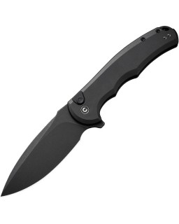 Praxis Button Lock Nitro-V steel blackwash finish blade black aluminium handle flipper