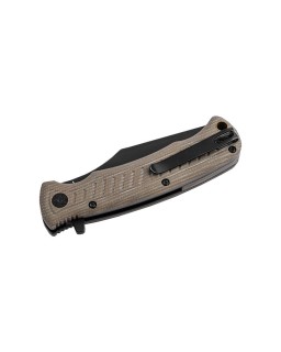 Micro Tracker Folder 154CM steel black finish beige micarta handle flipper