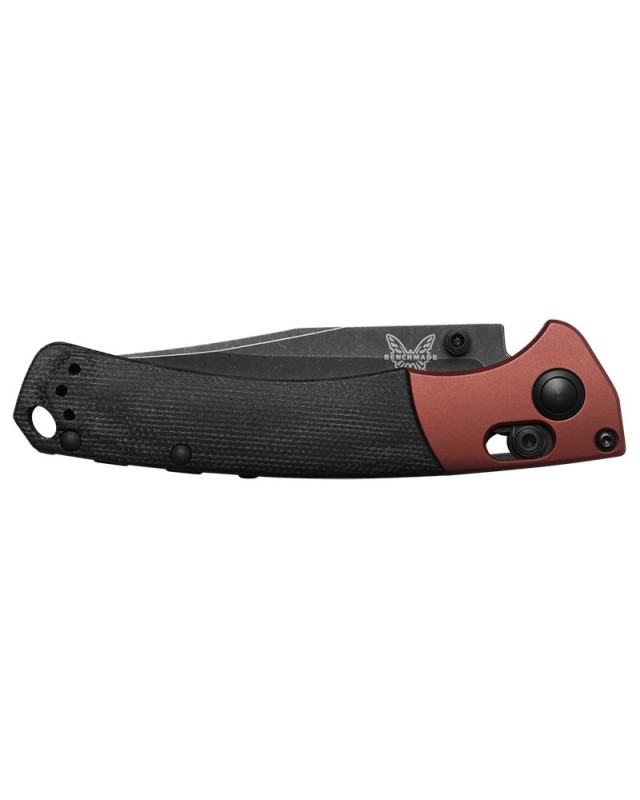 Mini Crooked River CPM-MagnaCut steel Battlewash finish burnt orange aluminium bolsters black micarta handle Mini Crooked River CPM-MagnaCut steel Battlewash finish burnt orange aluminium bolsters black micarta handle