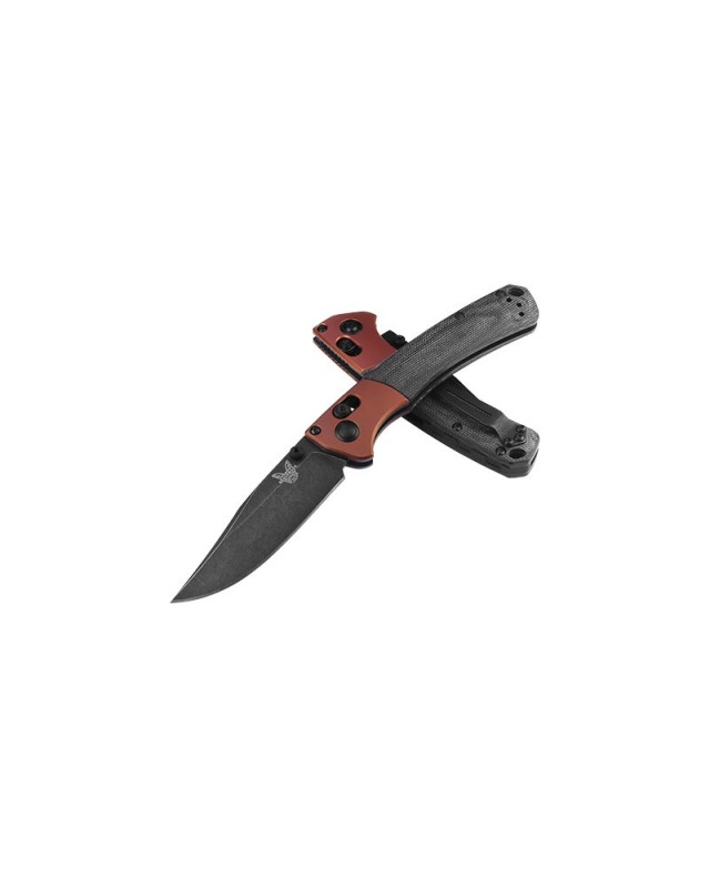 Mini Crooked River CPM-MagnaCut steel Battlewash finish burnt orange aluminium bolsters black micarta handle Mini Crooked River CPM-MagnaCut steel Battlewash finish burnt orange aluminium bolsters black micarta handle