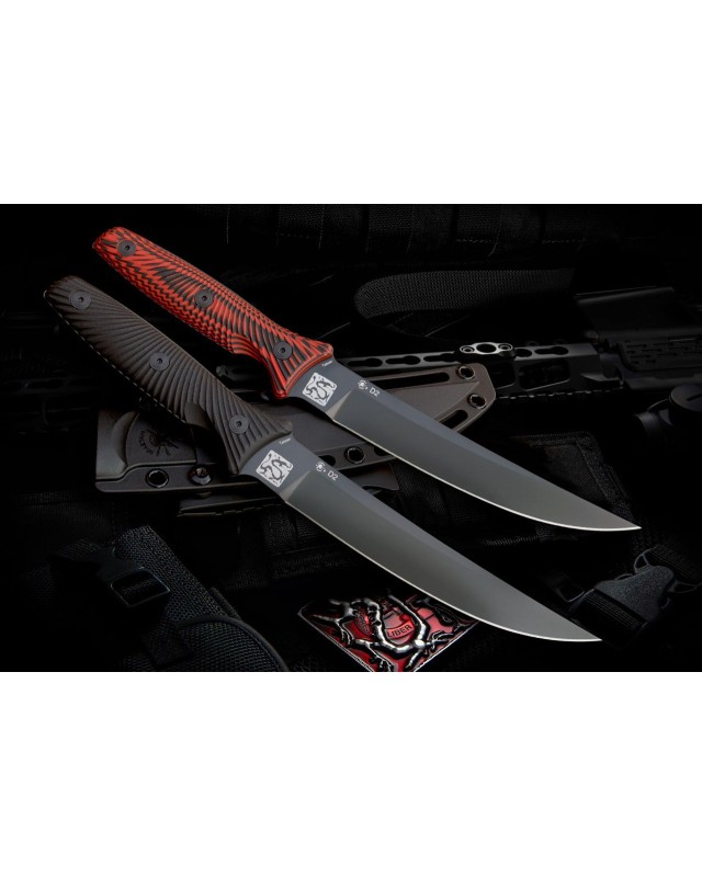 Ronin Torii fixed blade full tang D2 steel black powder coated black/red G10 handle black kydex sheath Ronin Torii fixed blade full tang D2 steel black powder coated black/red G10 handle black kydex sheath