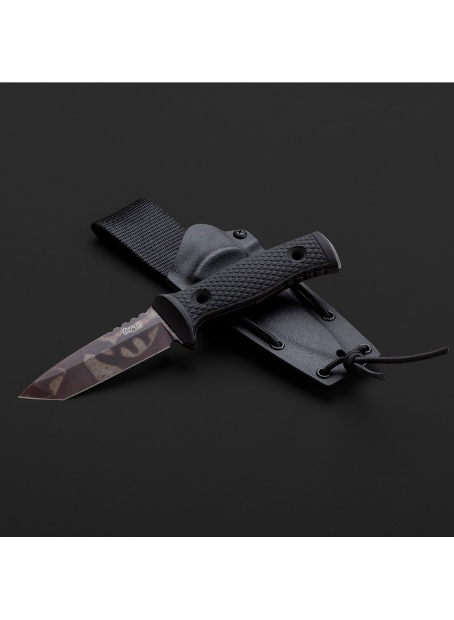 M-1XT Tanto full tang ELMAX Post-Apocalyptic finish black G10 handle black kydex