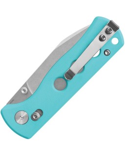 Canary folding knife 14C28N steel stonewash finish blade Glyde Lock Tiffany blue G10 handle